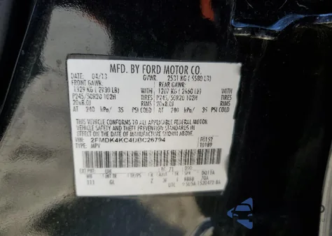 2013 Ford Edge Limited z USA, uszkodzony, nr VIN 2FMDK4KC4DBC26794